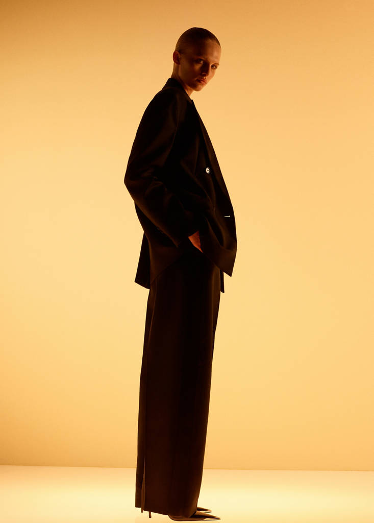 Wool-blend suit trousers — Black