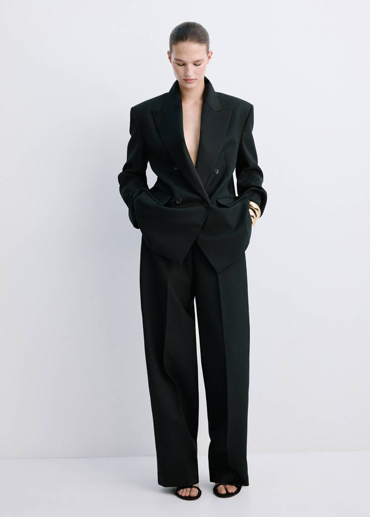 Wool-blend suit trousers — Black