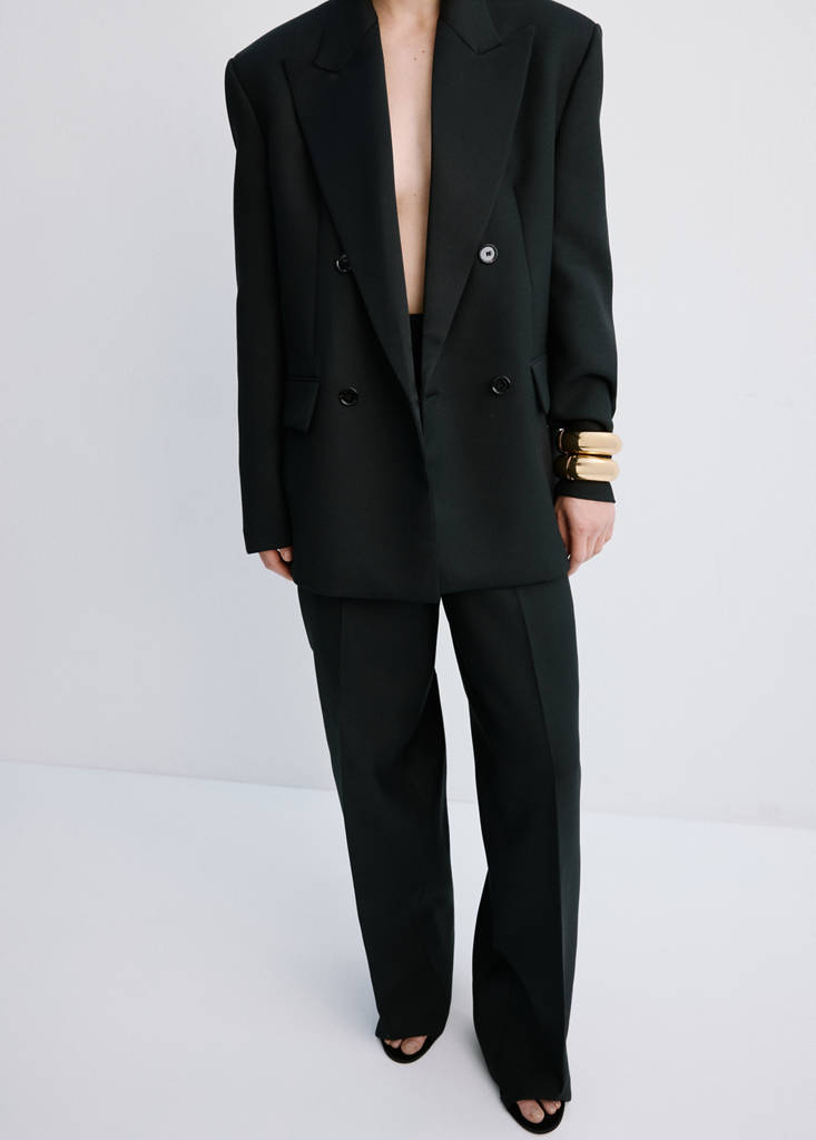 Wool-blend suit trousers — Black