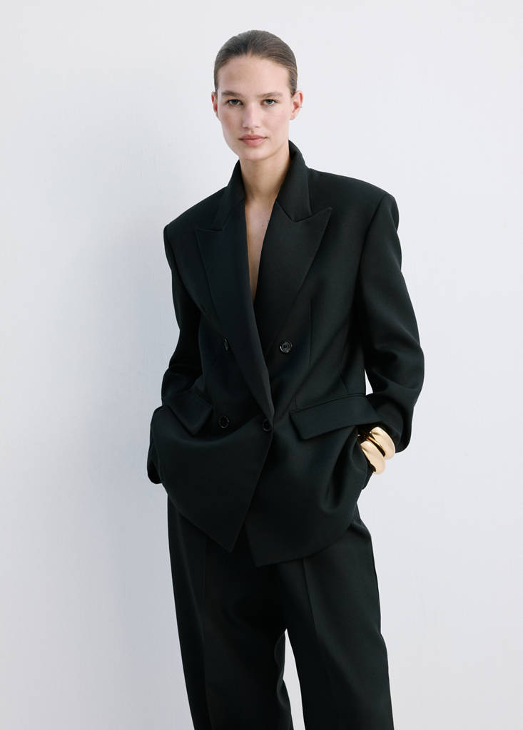 Wool-blend suit trousers — Black