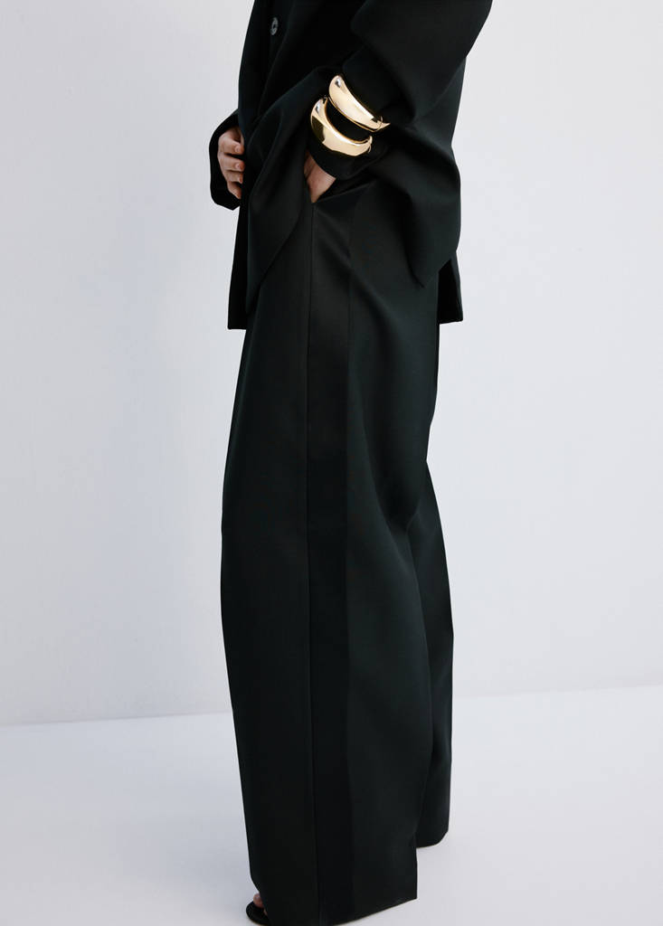 Wool-blend suit trousers — Black