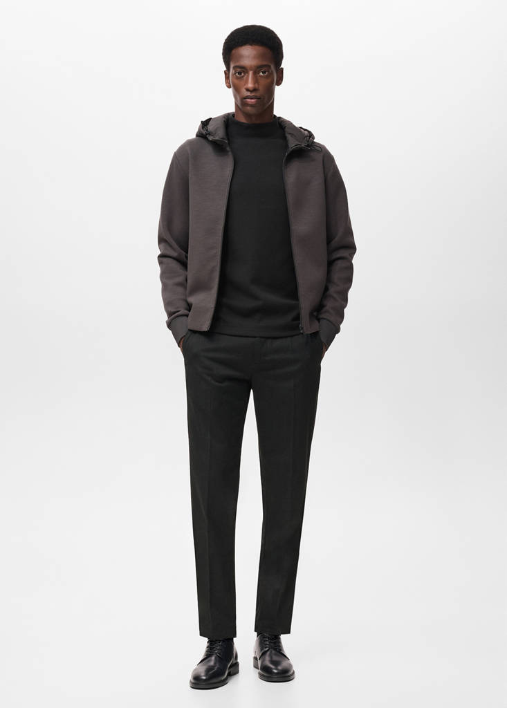 Slim-fit Thermolite® flannel trousers — Dark Heather Grey