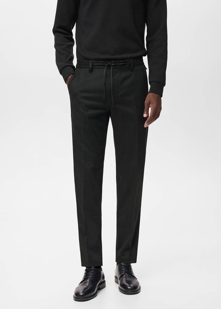 Slim-fit Thermolite® flannel trousers — Dark Heather Grey
