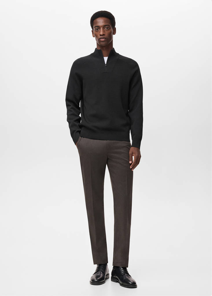Slim-fit Thermolite® flannel trousers — Mink Grey