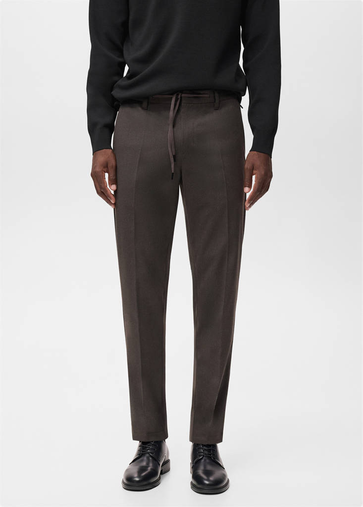 Slim-fit Thermolite® flannel trousers — Mink Grey