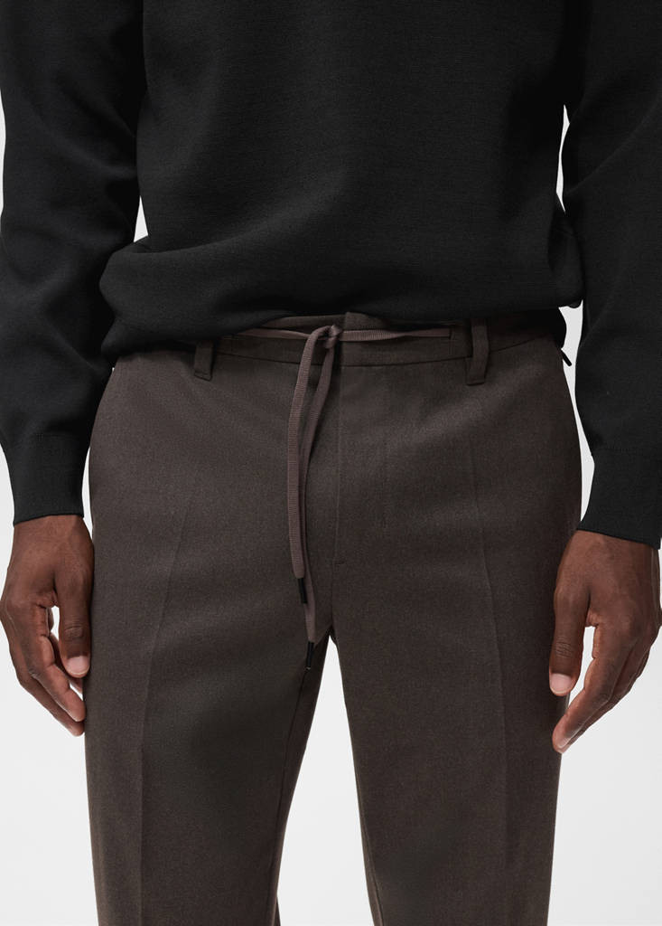 Slim-fit Thermolite® flannel trousers — Mink Grey