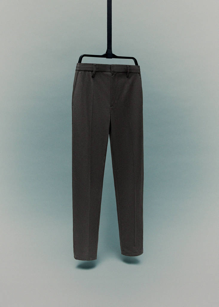 Slim-fit Thermolite® flannel trousers — Mink Grey