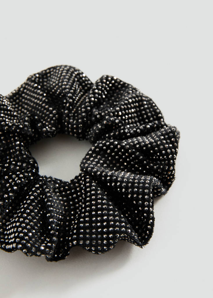 Sparkly scrunchie with rhinestones — Black