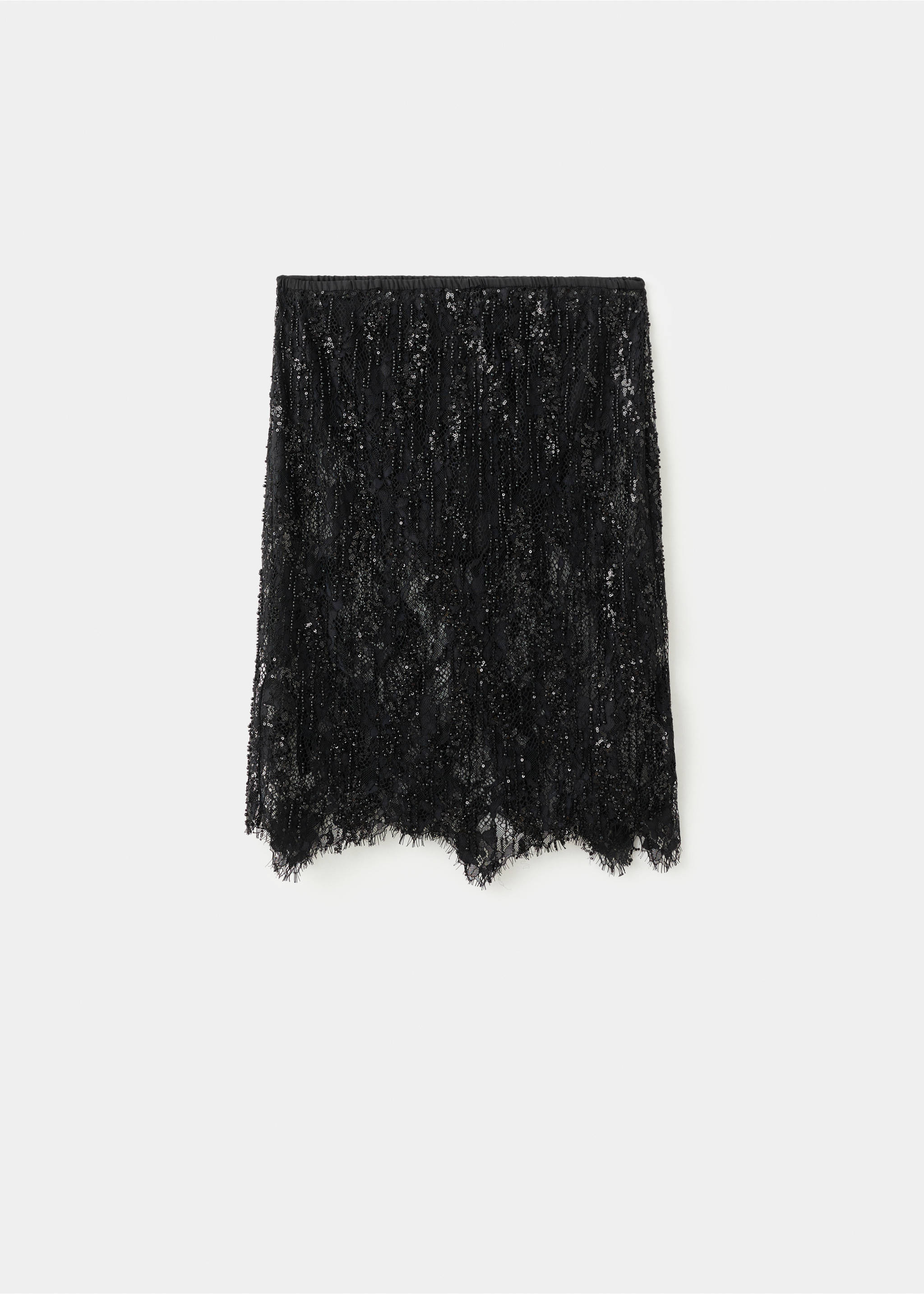 Jupe à dentelle perles fantaisie - Article sans modèle, Noir. Ref: 17049406-00.