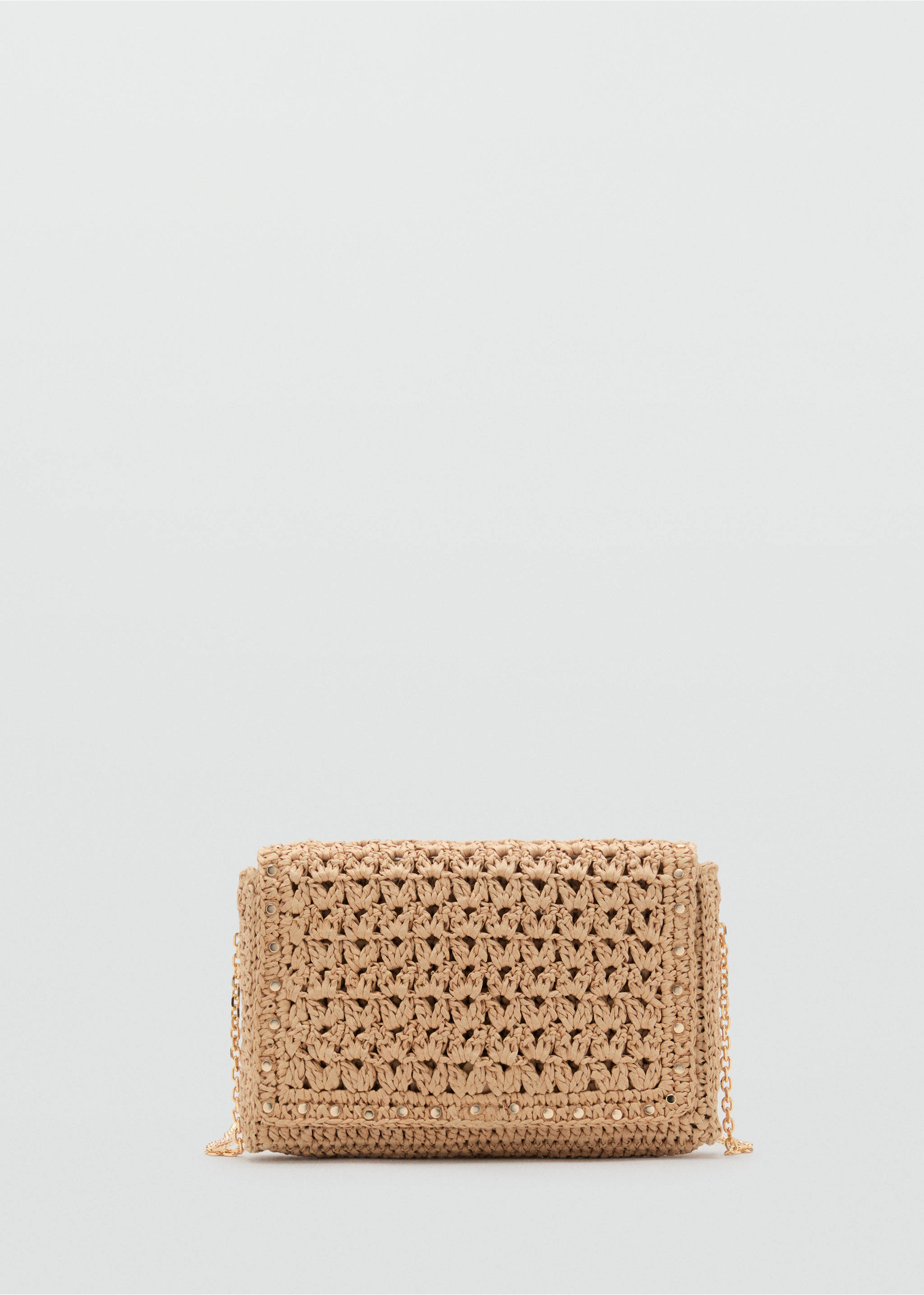 Natural fiber shoulder bag with studs - Article without model, Beige. Ref: 17051120-00.