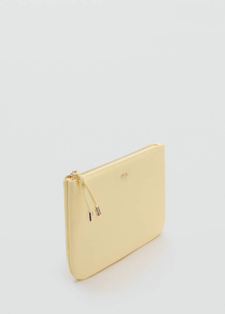 Zipped nylon cosmetics bag — Pastel Yellow