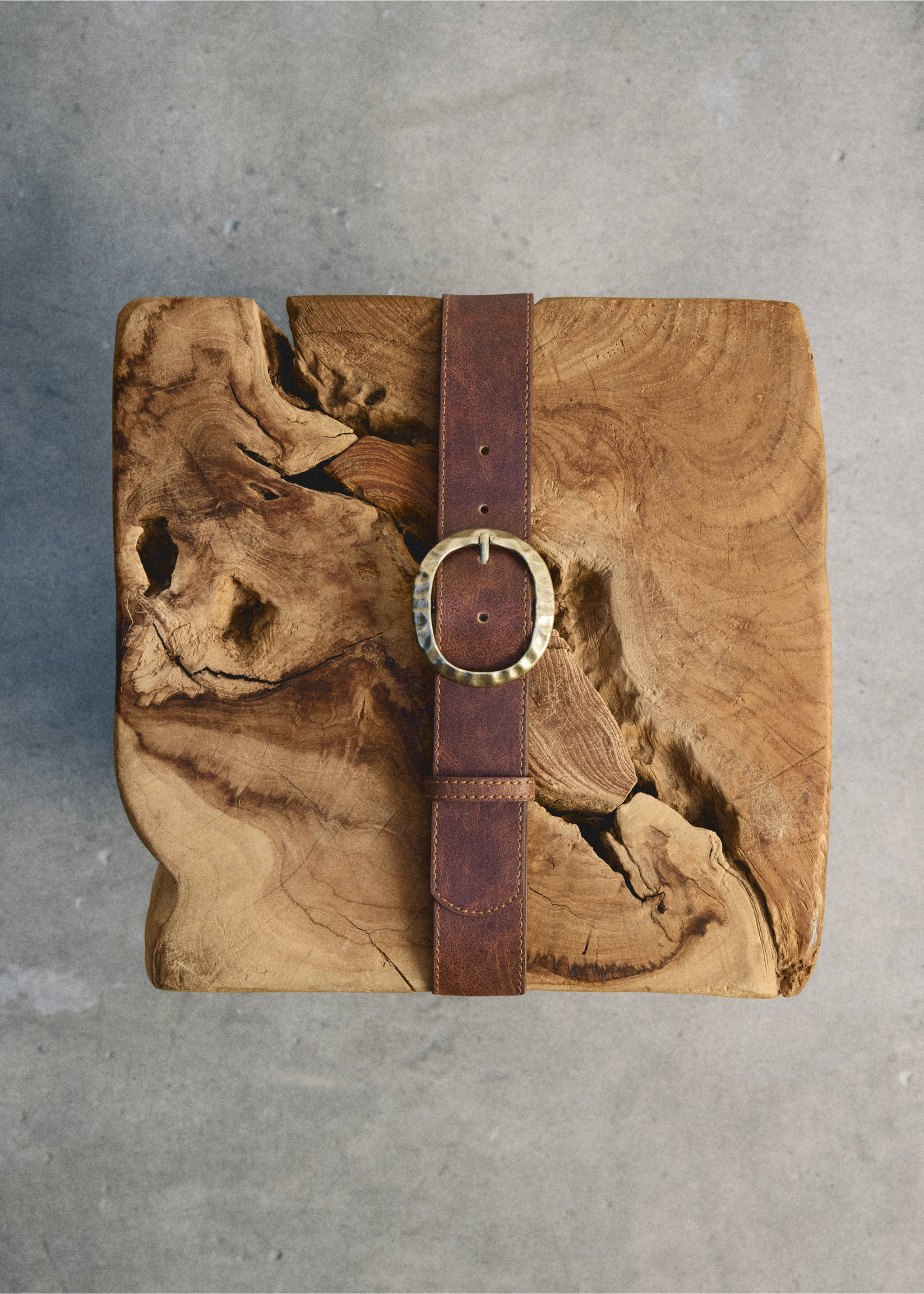 圆形搭扣纹理皮带 - null, 褐色. Ref: 17051134-00.