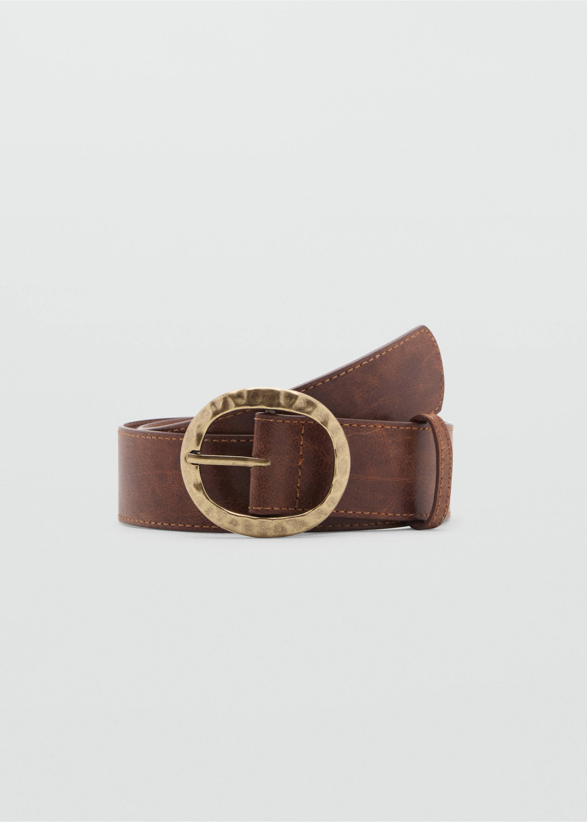 Textured belt with round buckle - Article without model, Brown. Ref: 17051134-00.