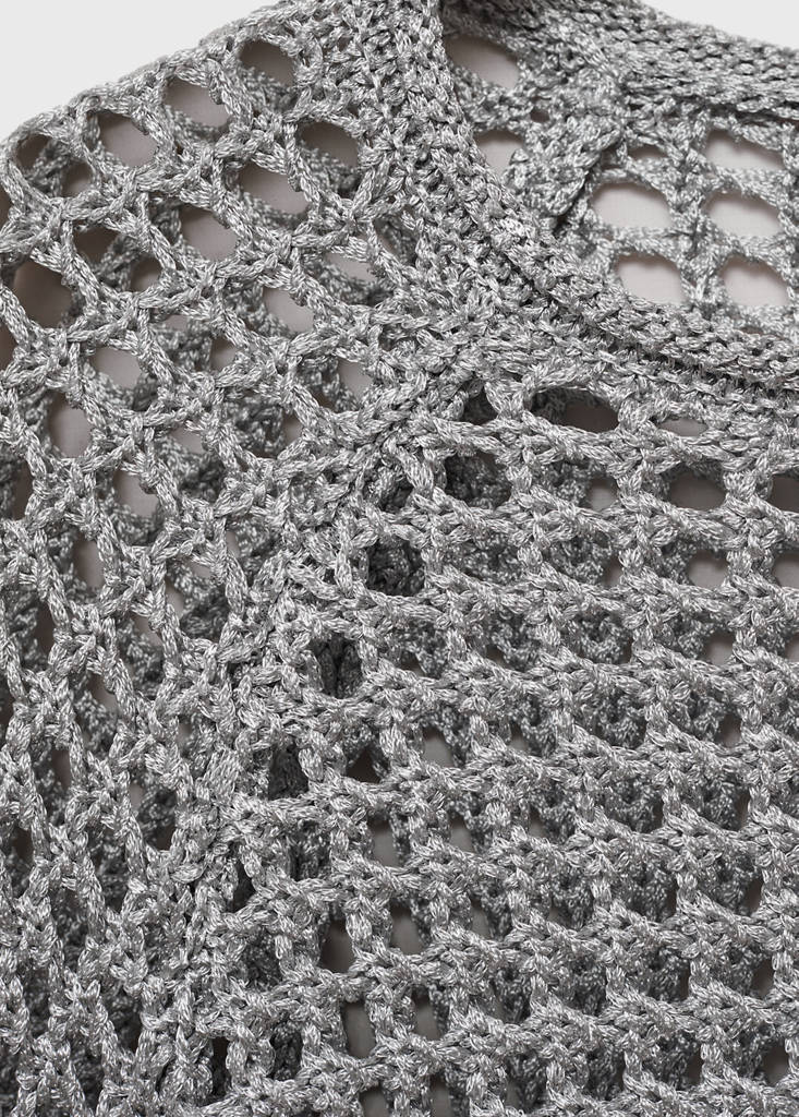 Long-sleeved crochet sweater — Silver