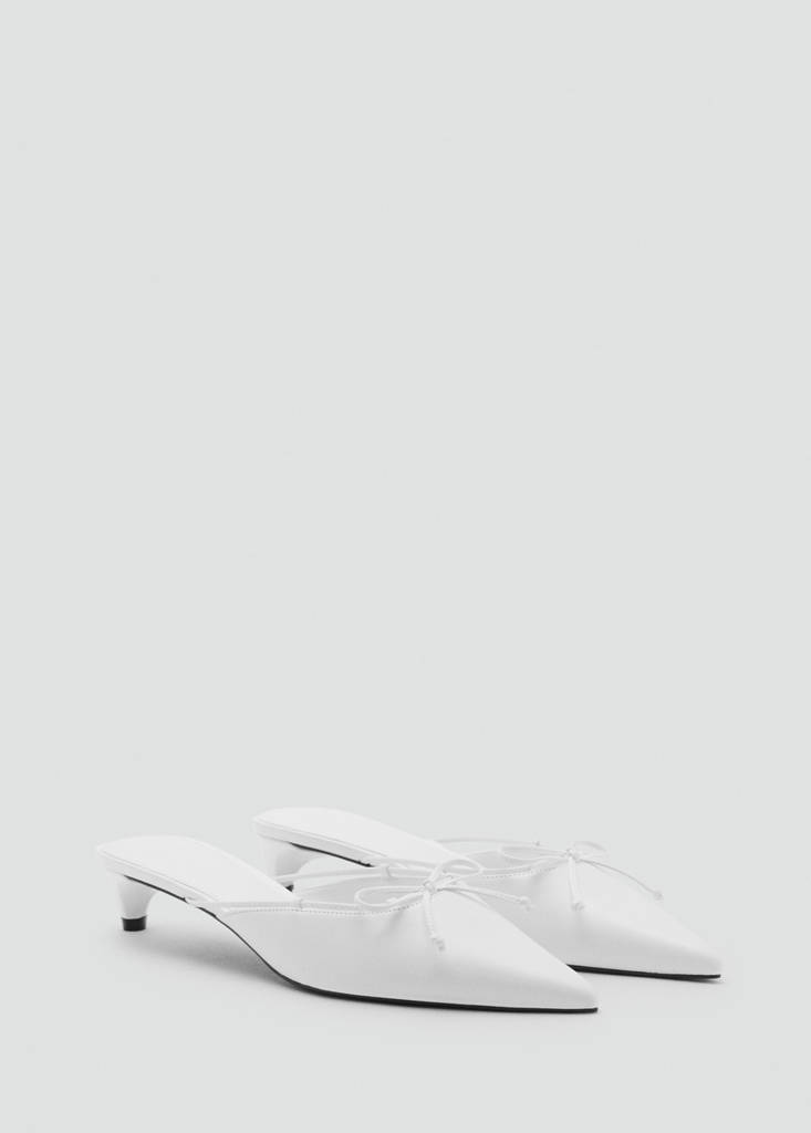 Kitten shoes with bow detail — White
