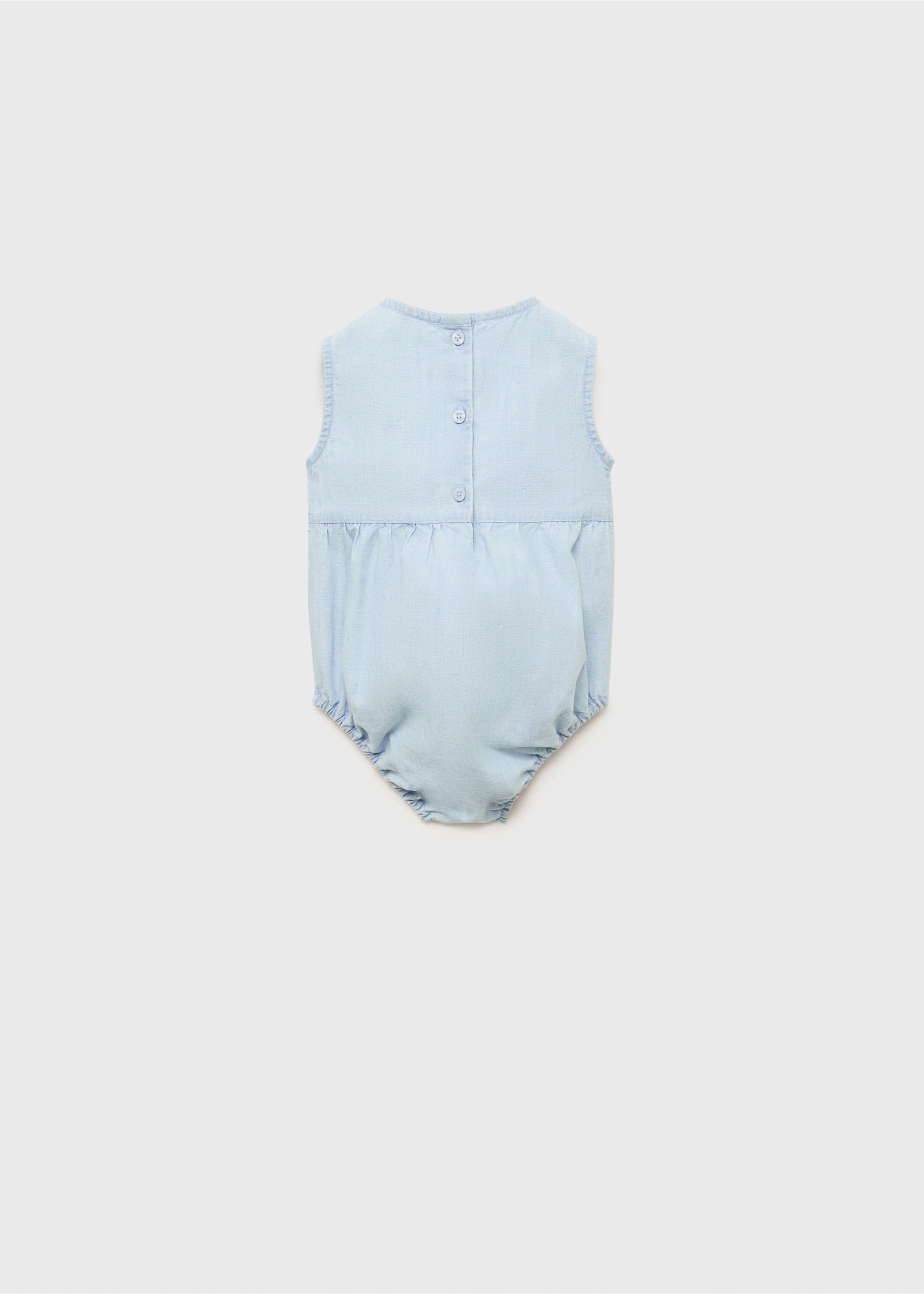 Embroidered denim romper - Reverse of the article, Light Blue. Ref: 17051142-00.