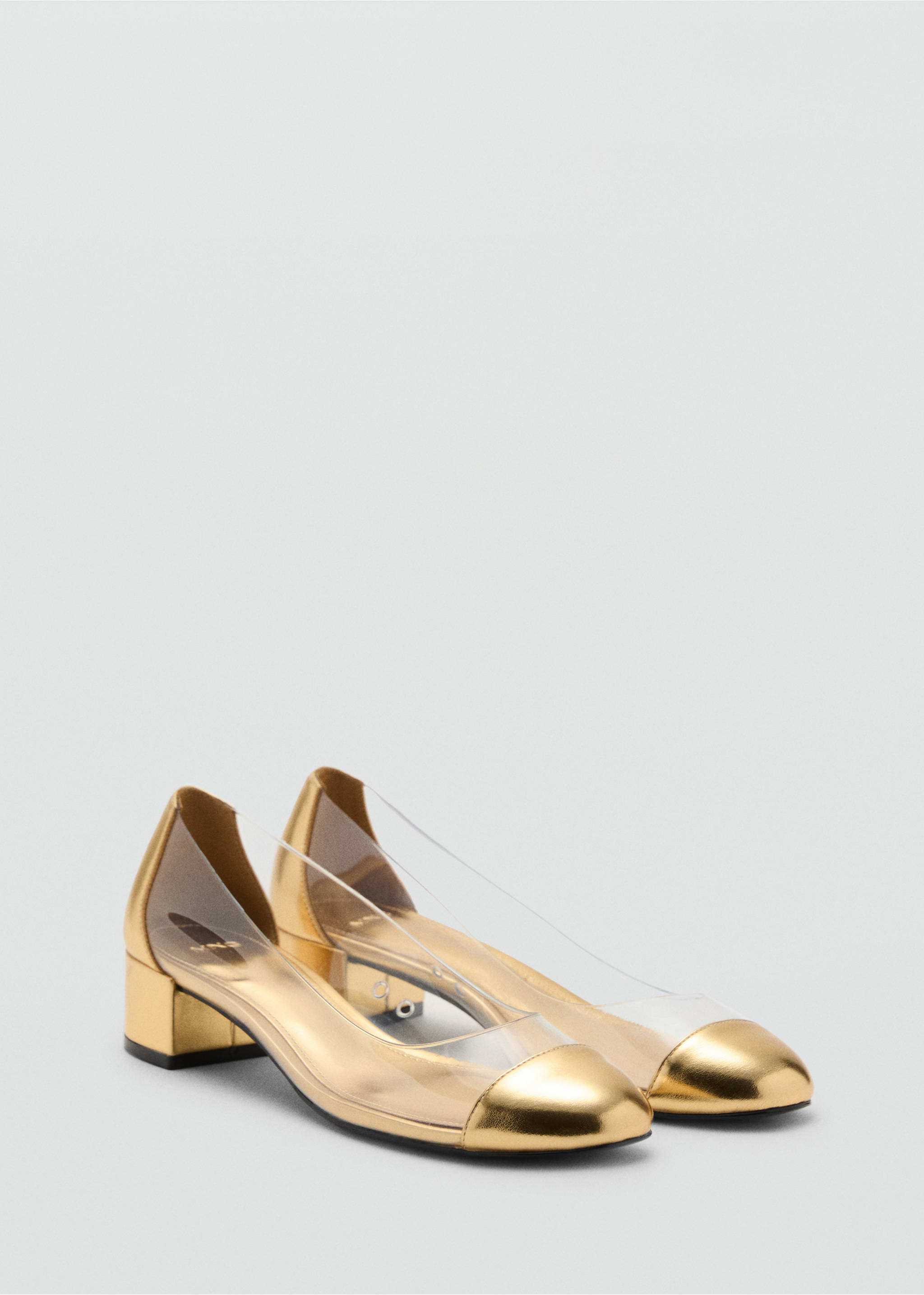Zapato tacón vinilo combinado - Plano medio, Oro. Ref: 17051144-00.