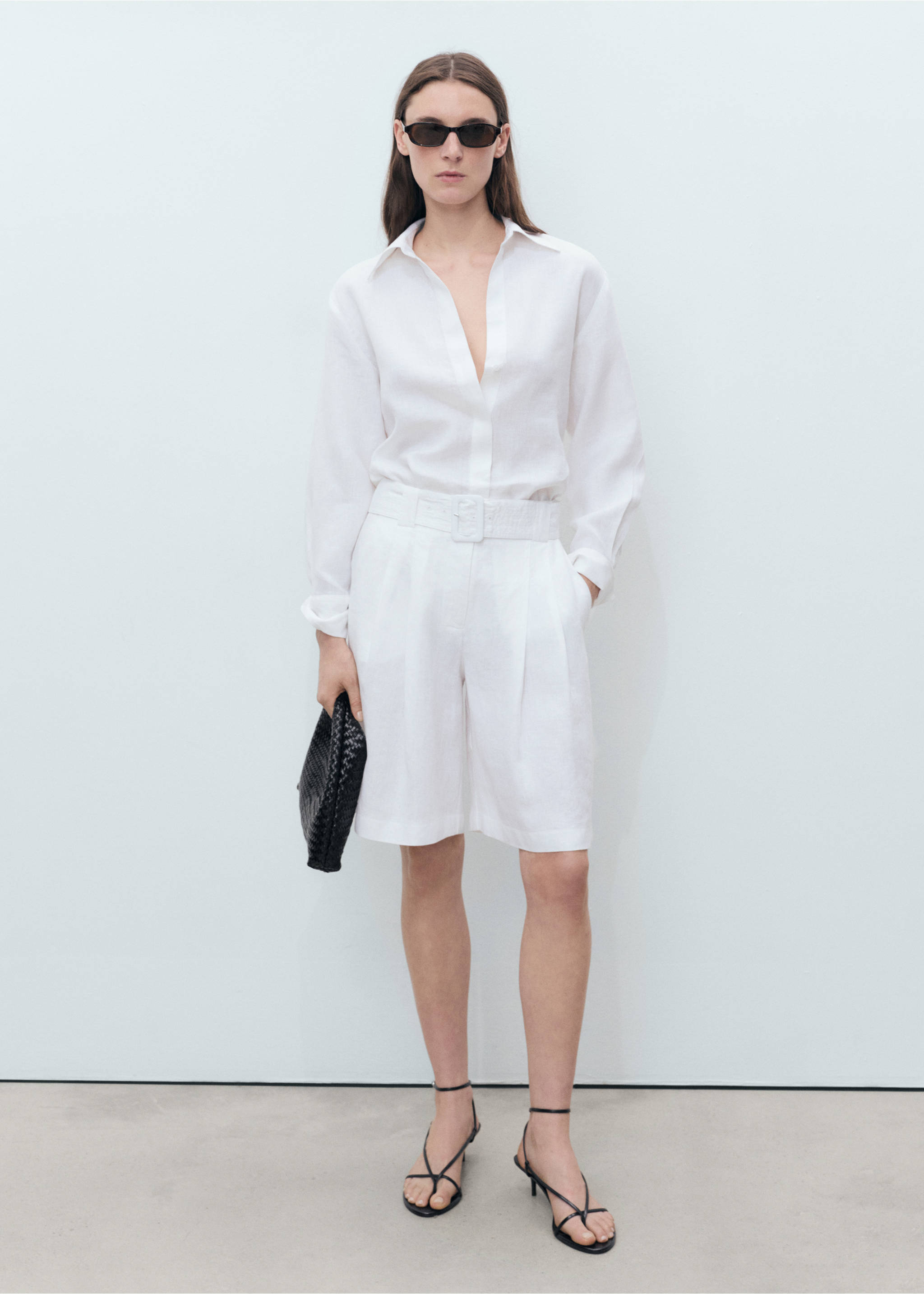 Chemise lin oversize - Plan général, Blanc. Ref: 17051145-00.