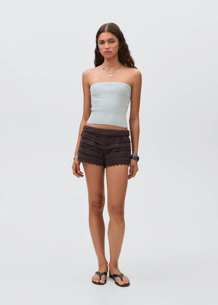 Strapless knitted top — Mint Green