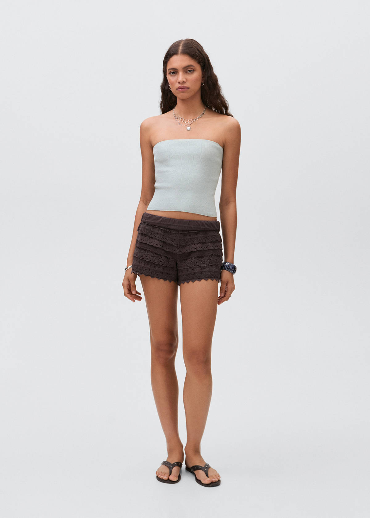 Strapless knitted top — Mint Green