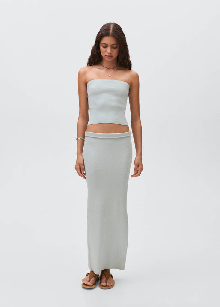 Strapless knitted top — Mint Green