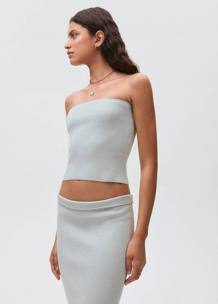 Strapless knitted top — Mint Green