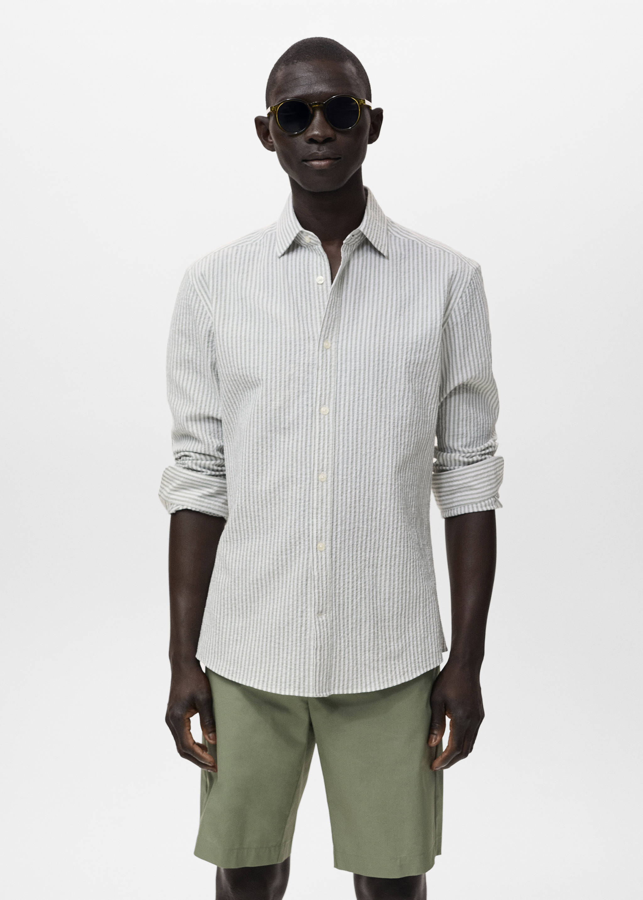 Regular-fit stripe-textured shirt - Medium plane