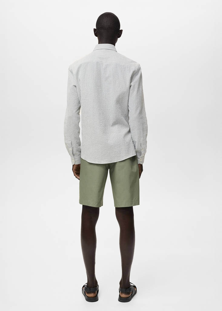 Regular-fit stripe-textured shirt — Dark Green