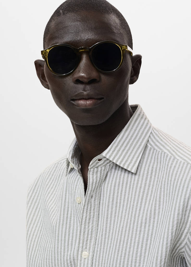 Regular-fit stripe-textured shirt — Dark Green