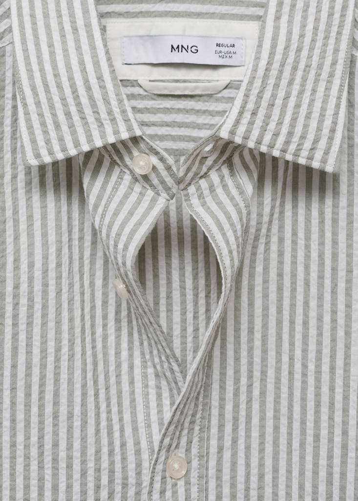 Regular-fit stripe-textured shirt — Dark Green