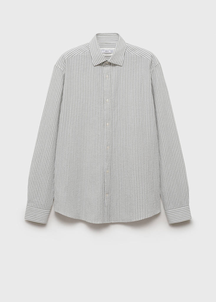 Regular-fit stripe-textured shirt — Dark Green