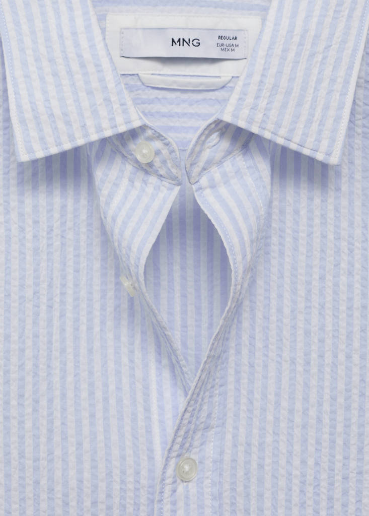 Regular-fit stripe-textured shirt — Sky Blue
