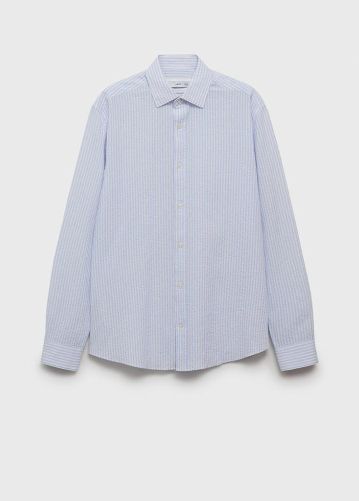 Regular-fit stripe-textured shirt — Sky Blue