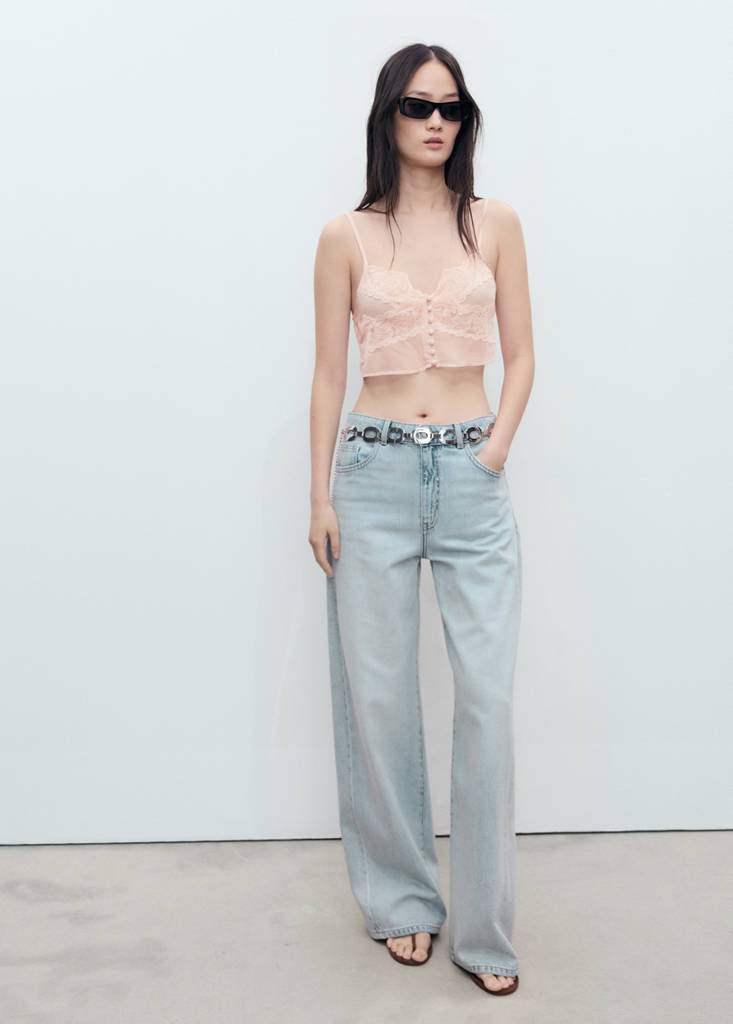 Lace crop top — Pastel Pink