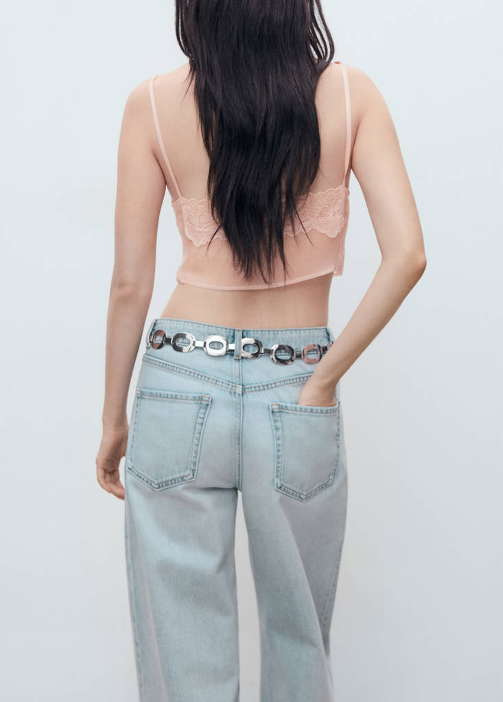 Lace crop top — Pastel Pink