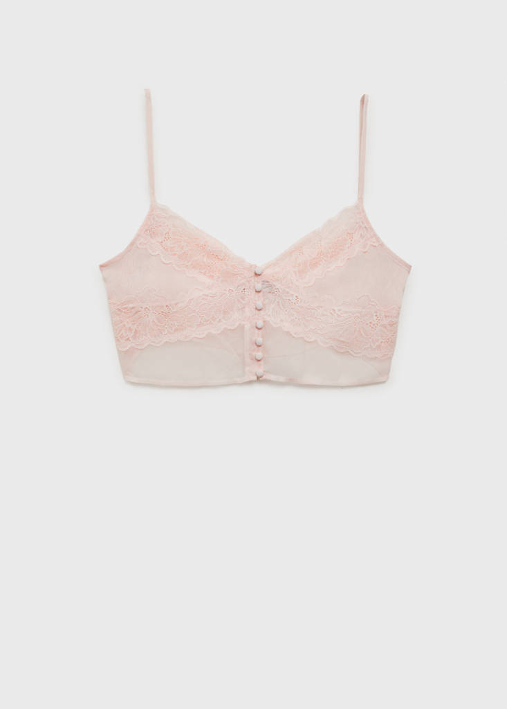 Lace crop top — Pastel Pink