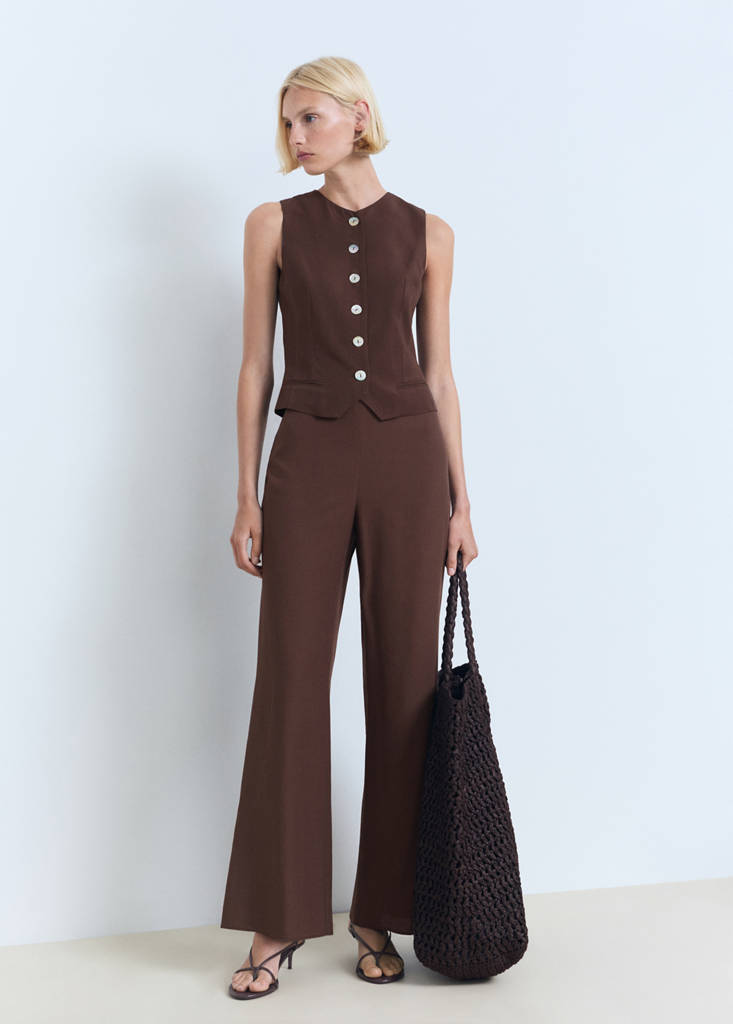Straight-fit suit trousers — Brown