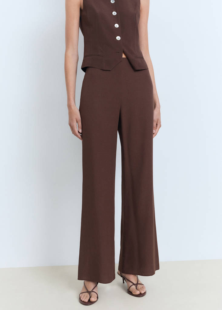 Straight-fit suit trousers — Brown