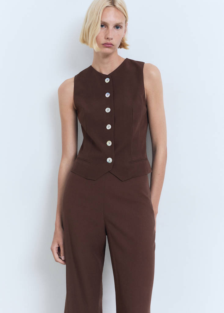 Straight-fit suit trousers — Brown