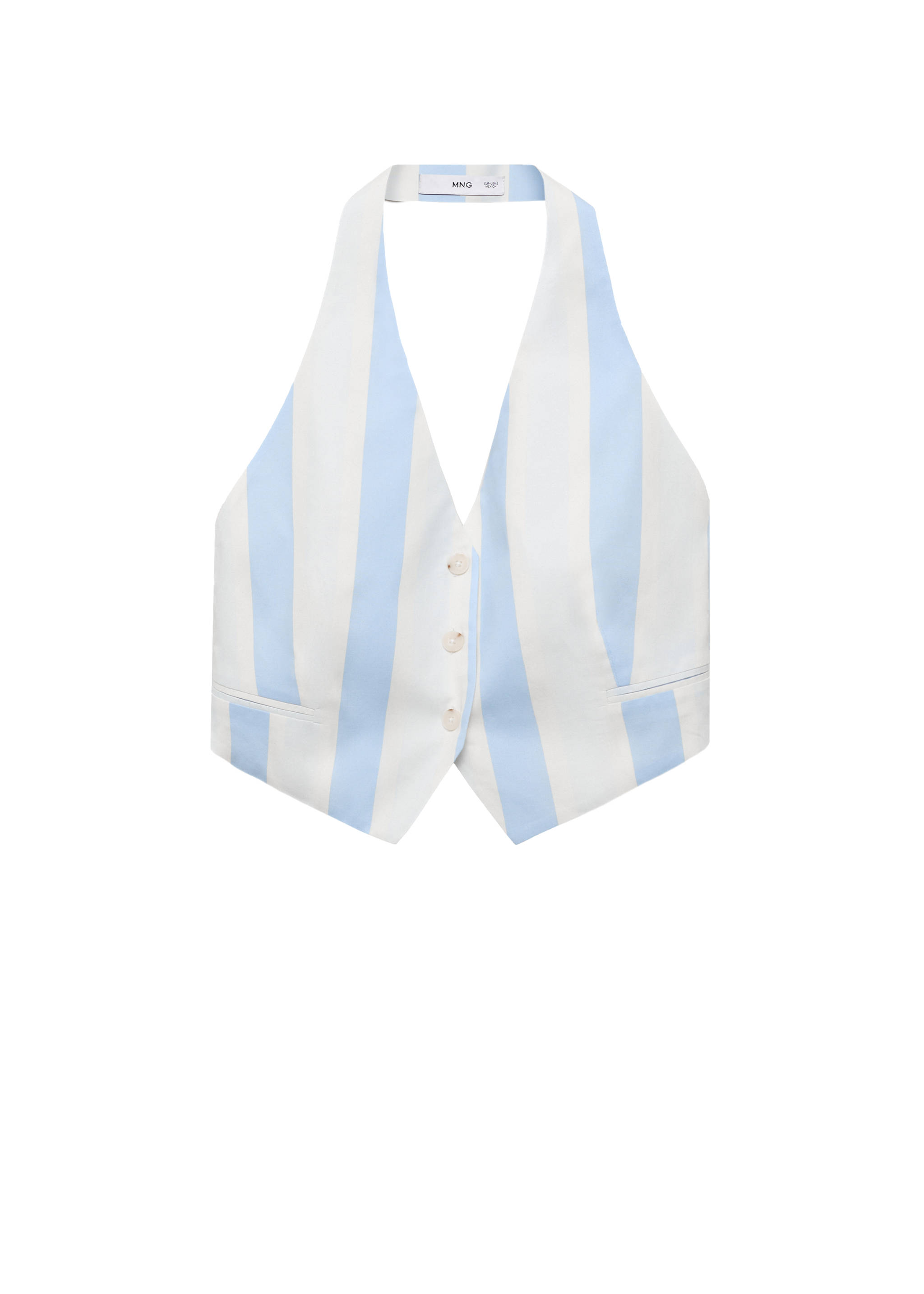 Striped halter waistcoat - Details of the article 7, Sky Blue. Ref: 17051156-00.