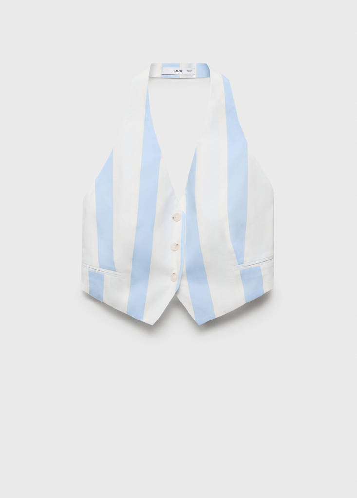Striped halter waistcoat — Sky Blue