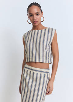 Striped linen top — Ecru 1
