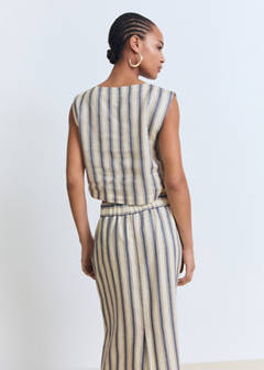 Striped linen top — Ecru 3