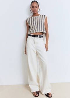 Striped linen top — Ecru 4