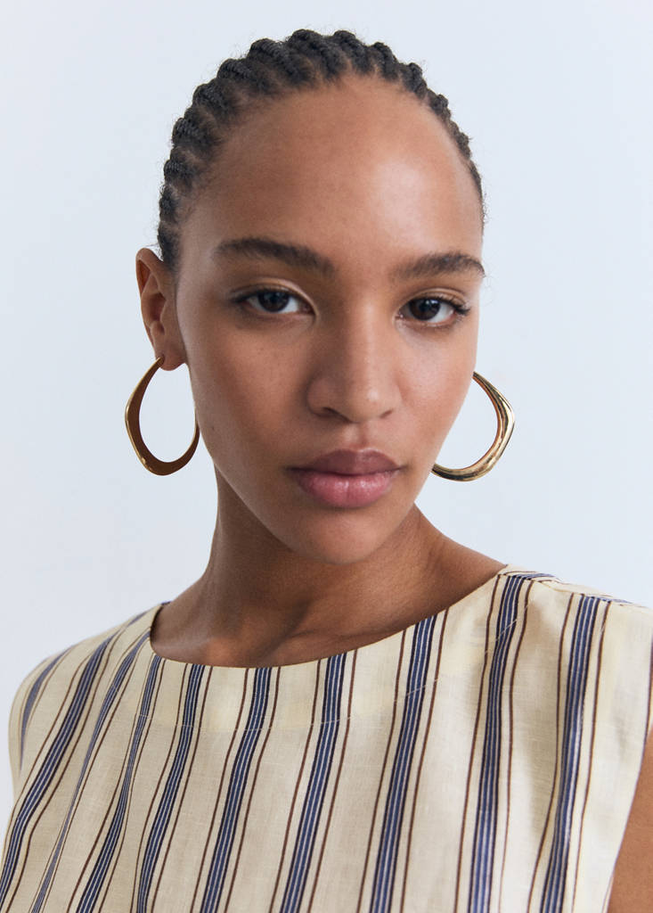 Striped linen top — Ecru