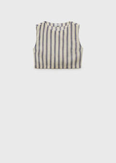 Striped linen top — Ecru 6