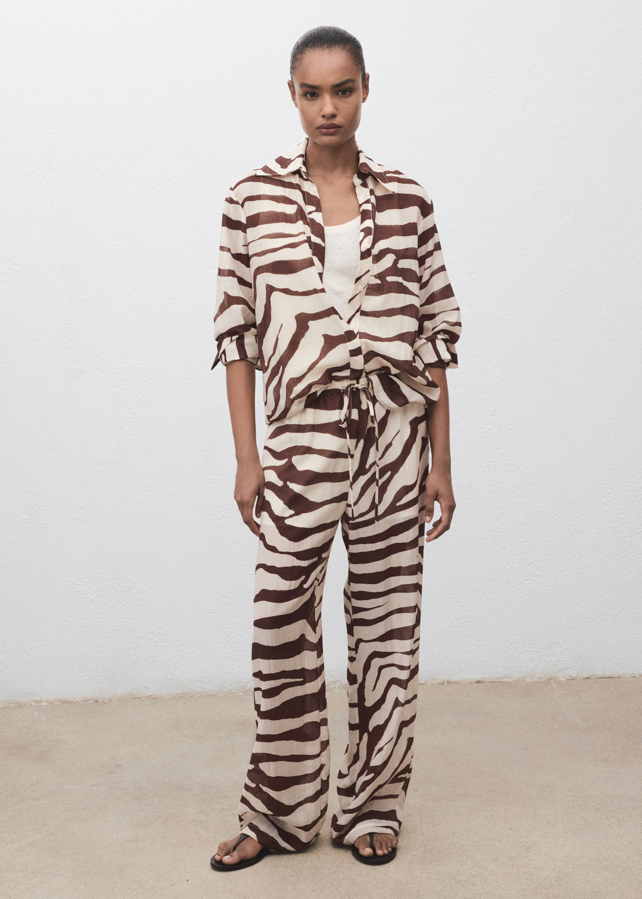 Zebra-print fluid trousers - General plane