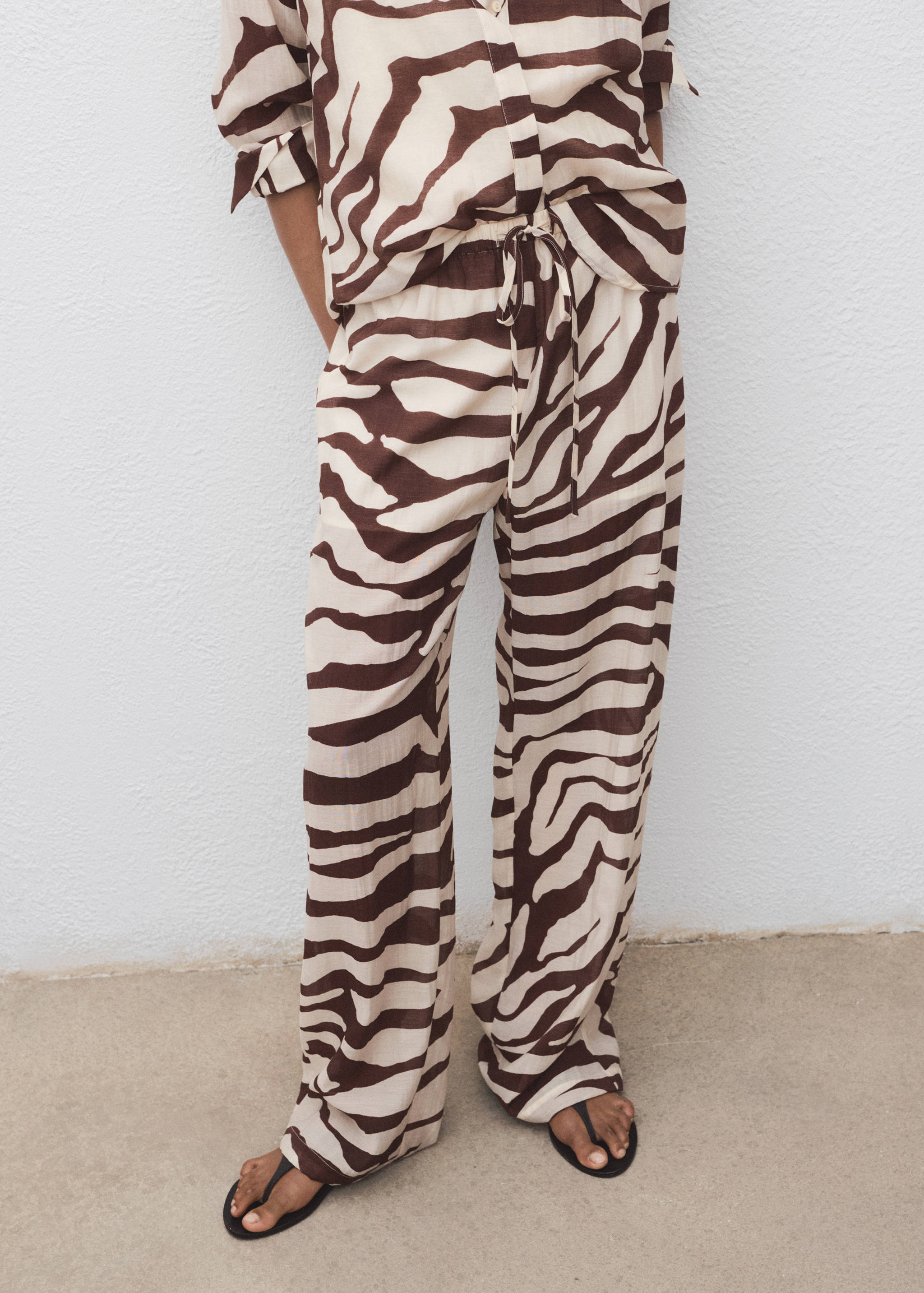 Zebra-print fluid trousers - Medium plane