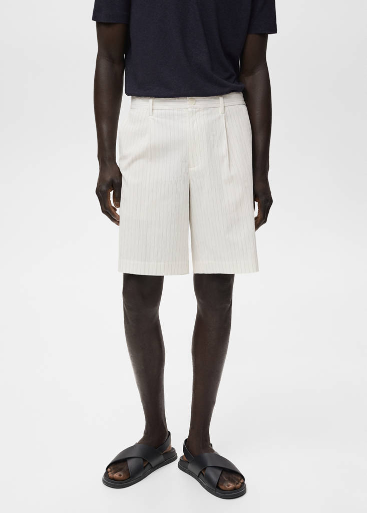 Slim-fit chino cotton bermuda shorts — Off White