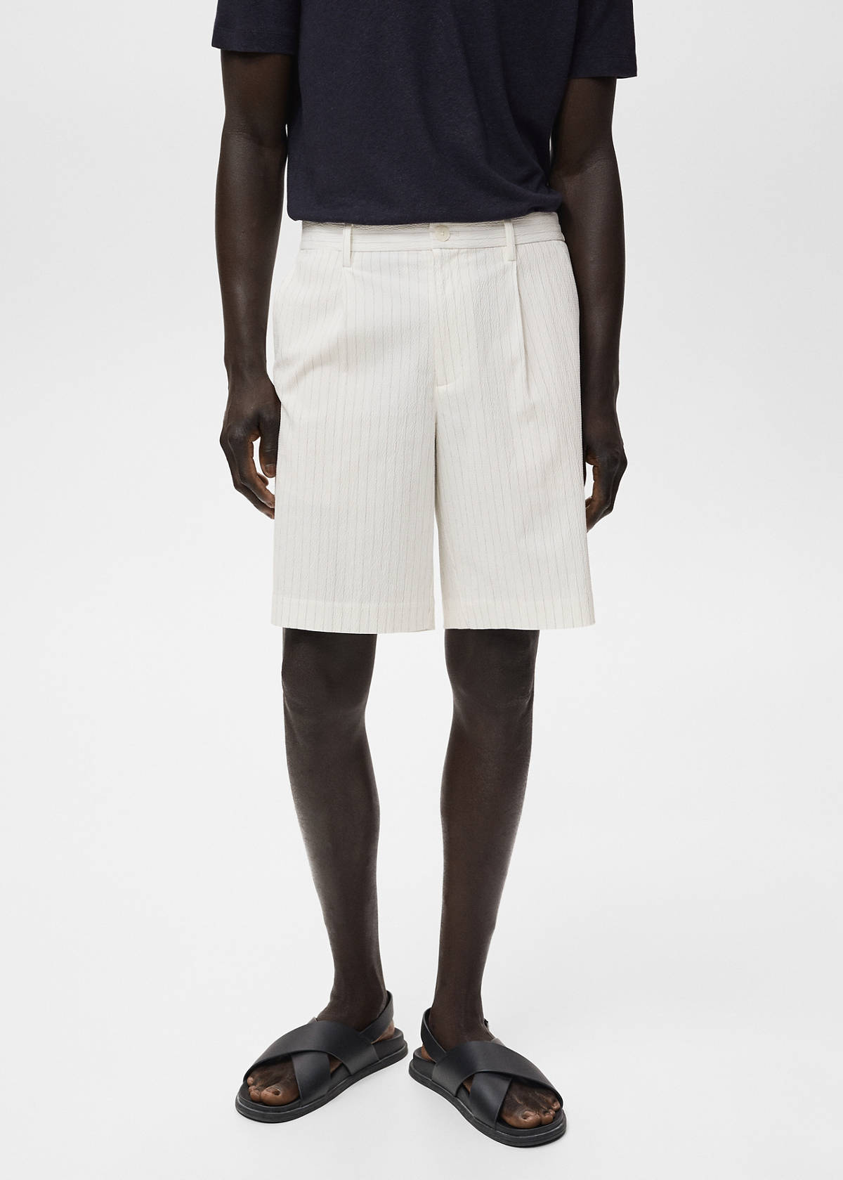 Slim-fit chino cotton bermuda shorts — Off White